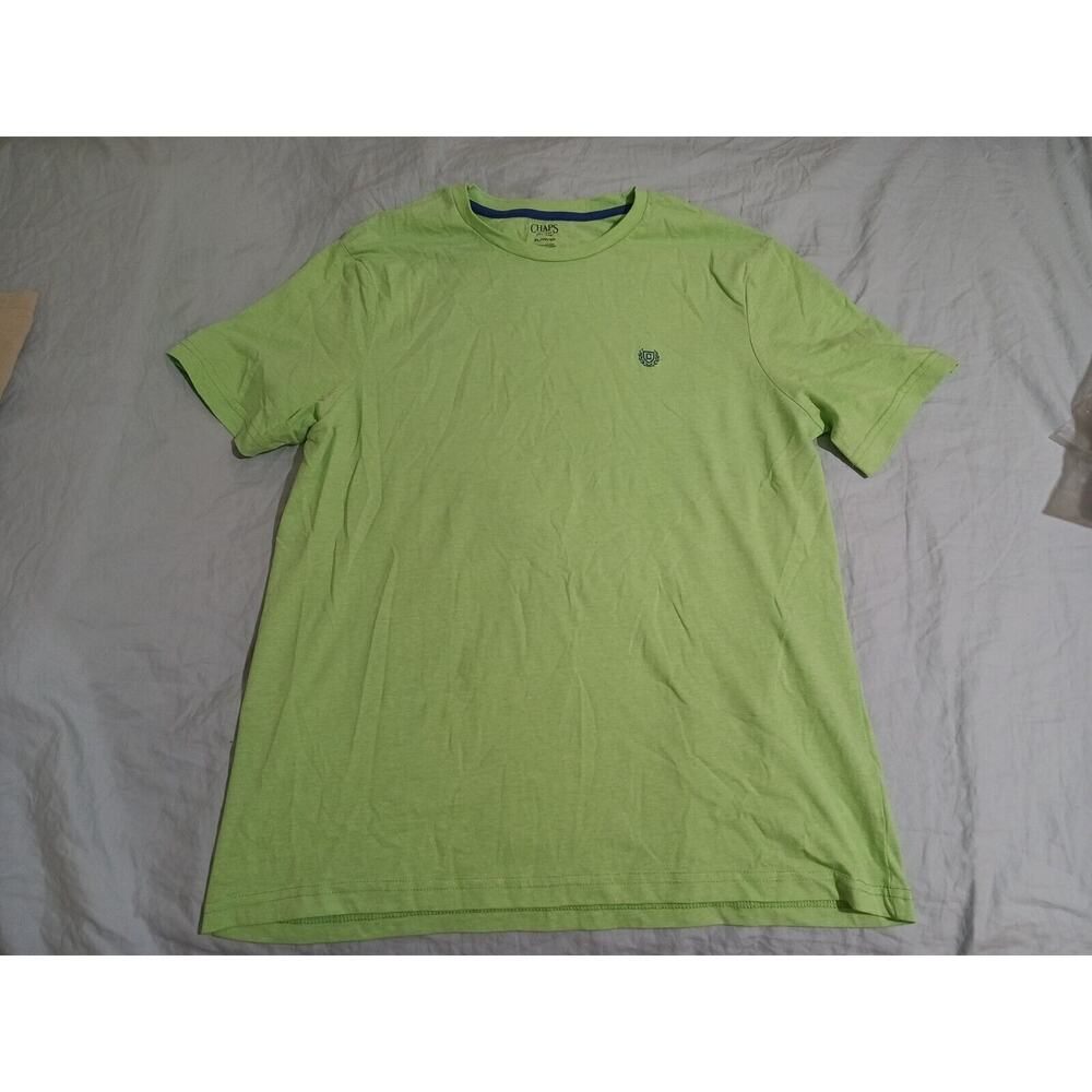 Chaps T-Shirt Men's XL Short Sleeve Logo Green Soft Tee